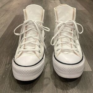 Super clean white platform high top converse